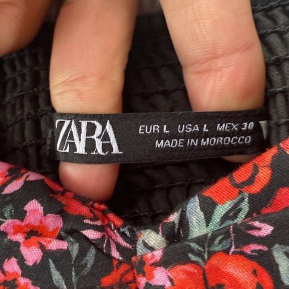 ZARA Floral Puff Sleeve Heart Shape Top Size Large - Picture 9 of 15